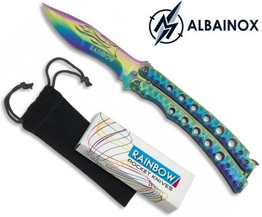 Couteau papillon balisong 22,8cm Rainbow - ALBAINOX