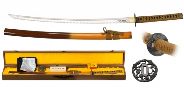 Coffret katana tranchant 105cm avec lame carbone - accessoires