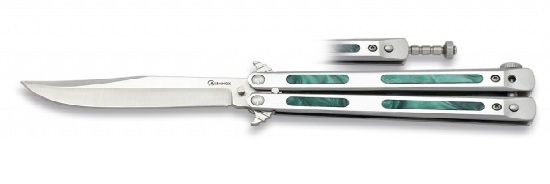 Couteau papillon balisong 21,8cm émeraude - ALBAINOX.