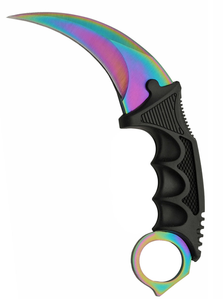 Couteau Karambit 18cm rainbow - Poignard.