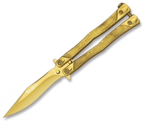 Couteau papillon balisong 18cm GOLD doré - ALBAINOX.