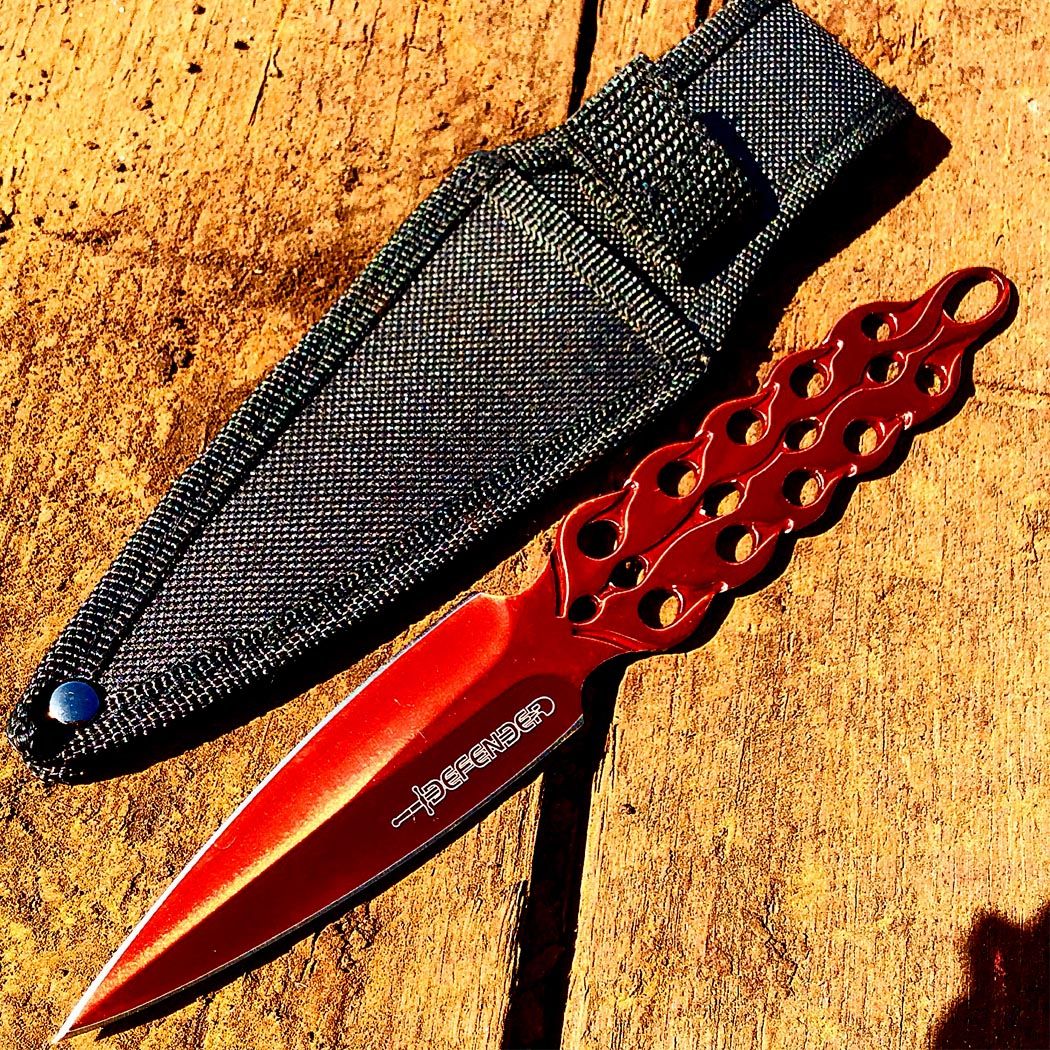  Couteau  de lancer design 20 2cm rouge Full tang acier  