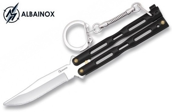 Couteau papillon balisong porte-clé noir ALBAINOX