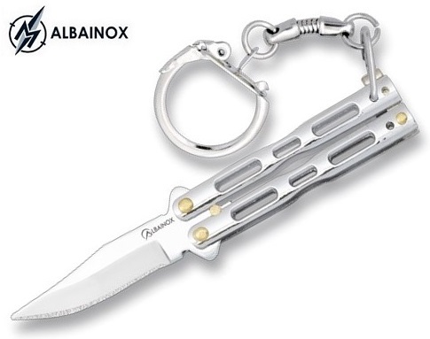 Couteau papillon porte-clé 9cm argenté ALBAINOX