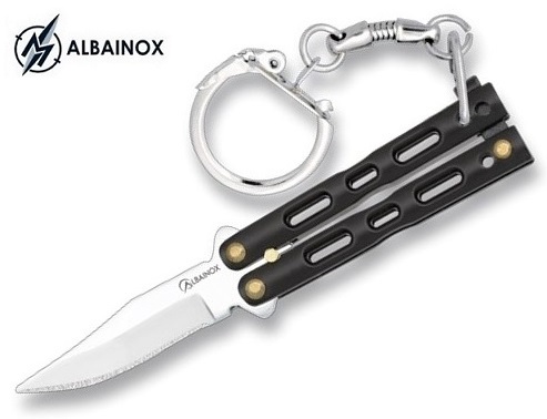 Couteau papillon porte-clé 9cm noir ALBAINOX