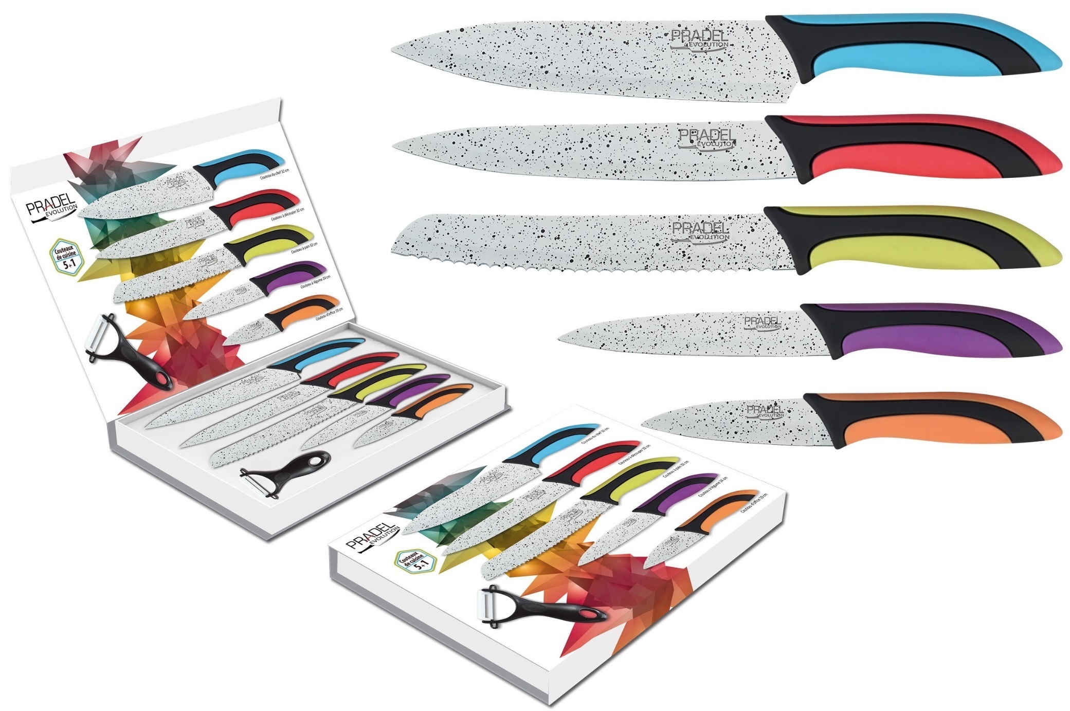 Coffret couteaux PRADEL couteau de cuisine table - Pierre blanche couleur