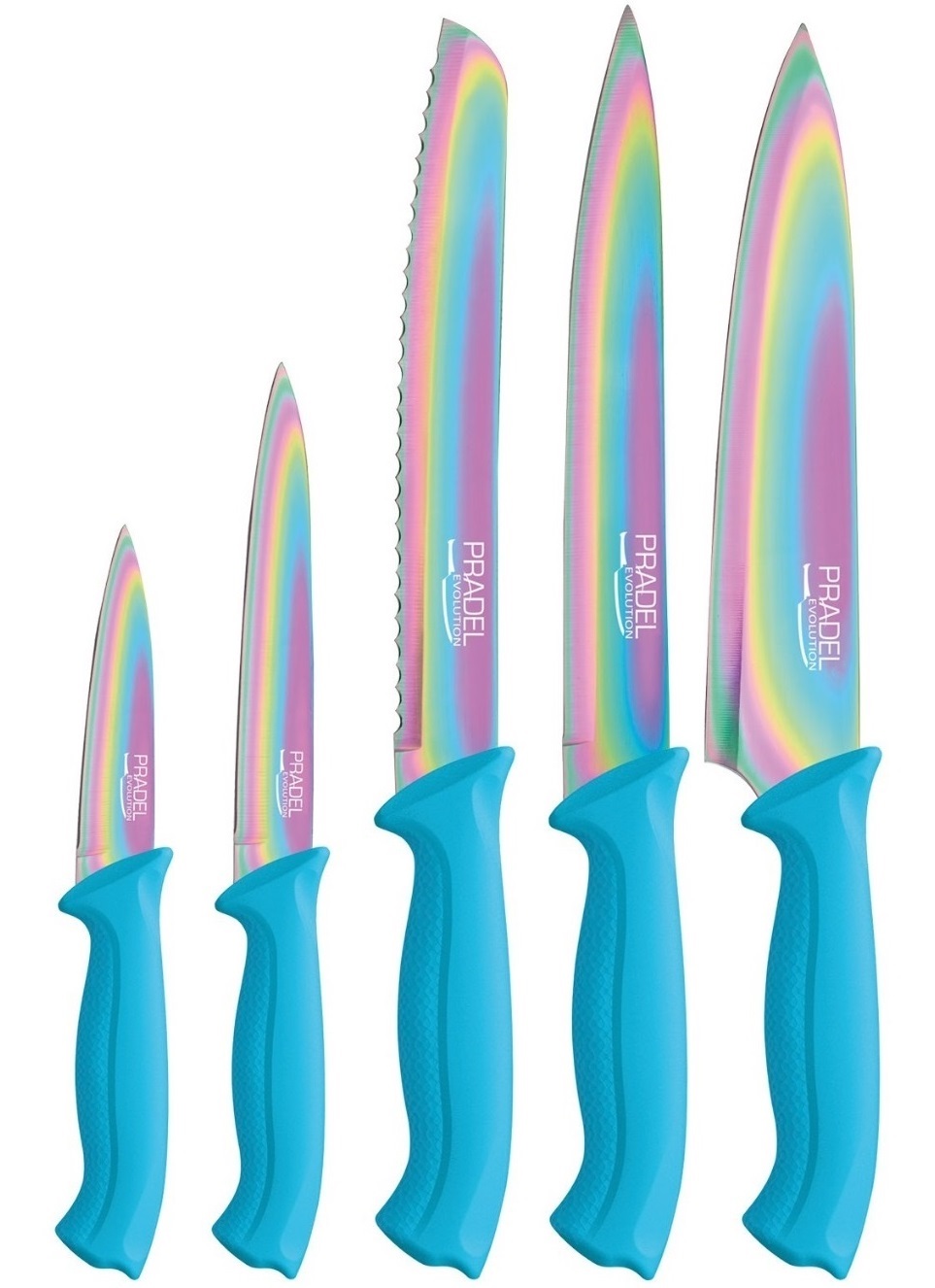 Coffret couteaux PRADEL couteau de cuisine table - Titane multi bleu..