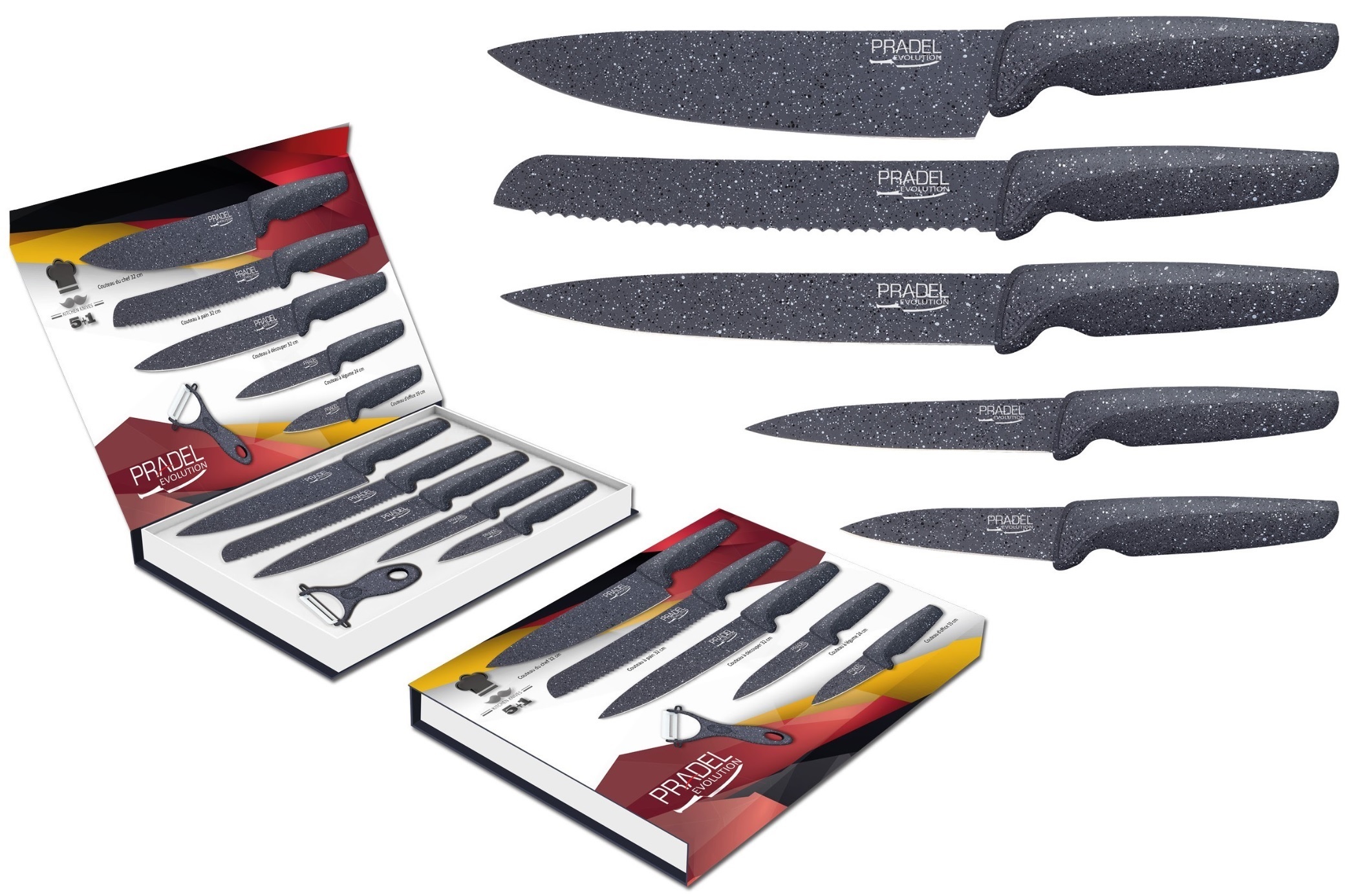 Coffret couteaux PRADEL couteau de cuisine table - Pierre grise
