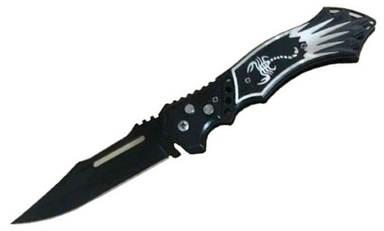 Couteau automatique 23,8cm à cran darrêt SCORPION noir..