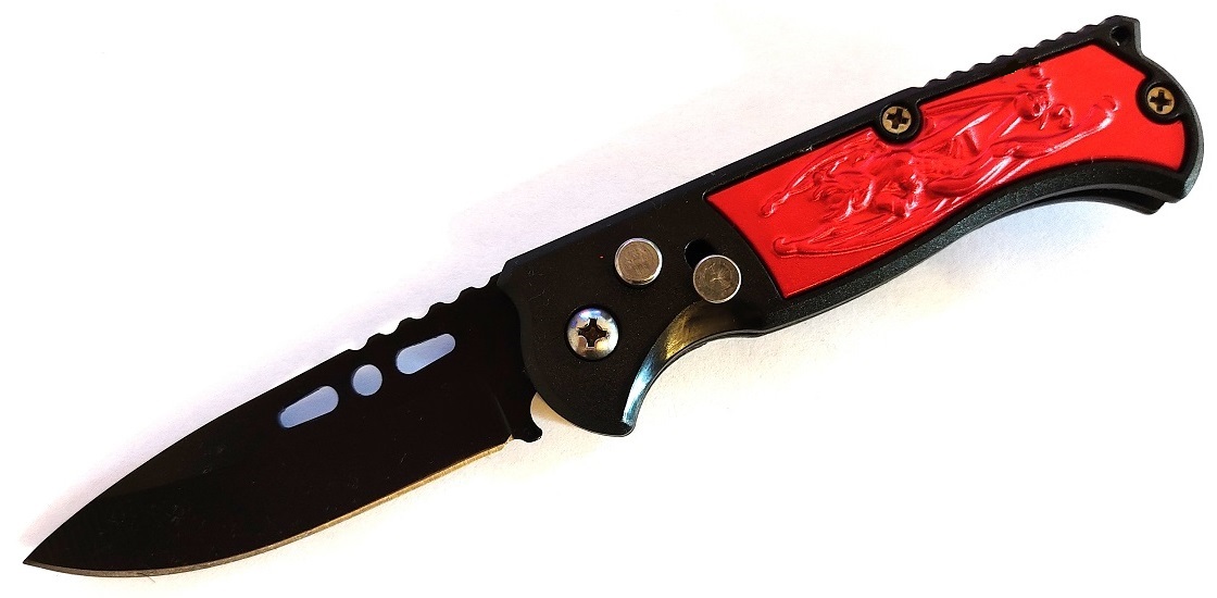Couteau automatique 15,8cm cran darrêt compact rouge