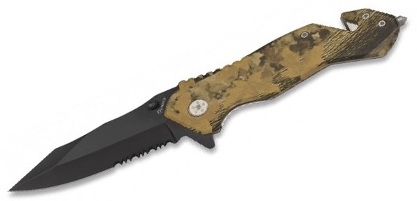 Couteau camouflage 20,5cm coupe sangle + brise-glace