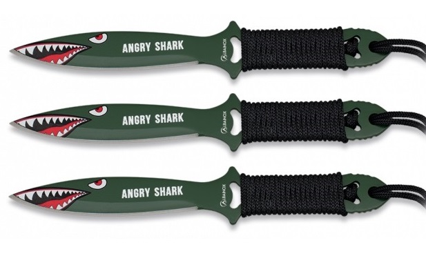 Lot 3 couteaux de lancer 19cm ANGRY SHARK.