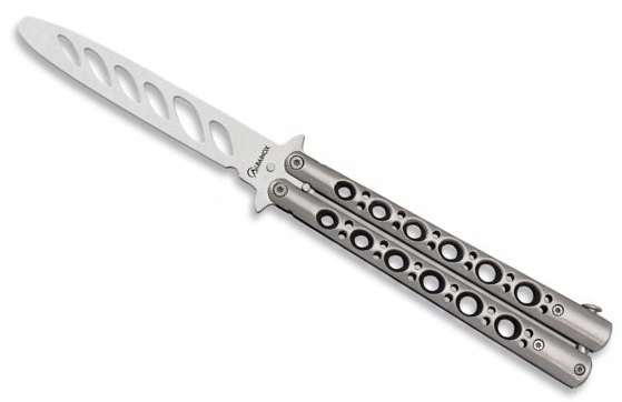 Couteau papillon balisong 24,3cm argenté entrainement