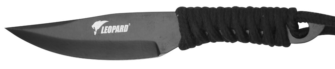 Couteau lancer Léopard 15,5cm acier paracorde.