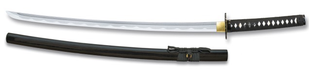 Katana tranchant 97cm samouraï + socle bois.