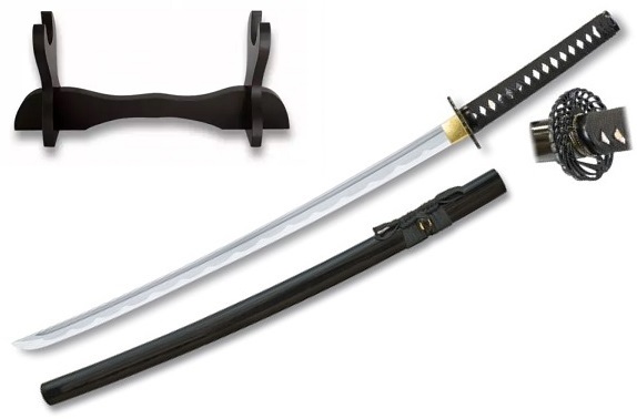 Katana tranchant 97cm samouraï + socle bois