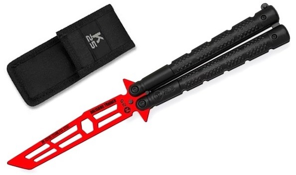 Couteau papillon 23cm balisong entrainement rouge K25