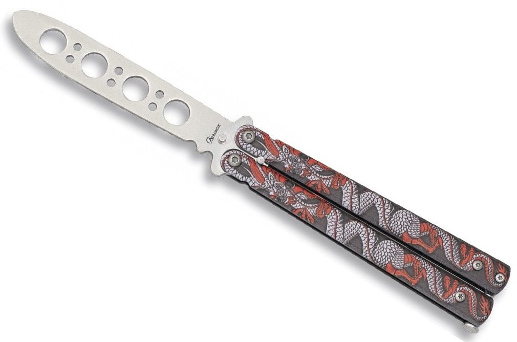 Couteau papillon d'entraînement K25 Balisong Trainer 36252 avec étui