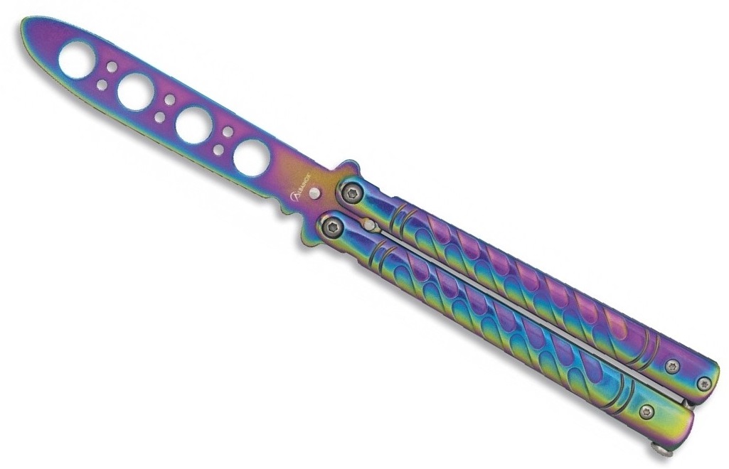 Couteau papillon balisong 21,5cm multicolore entrainement