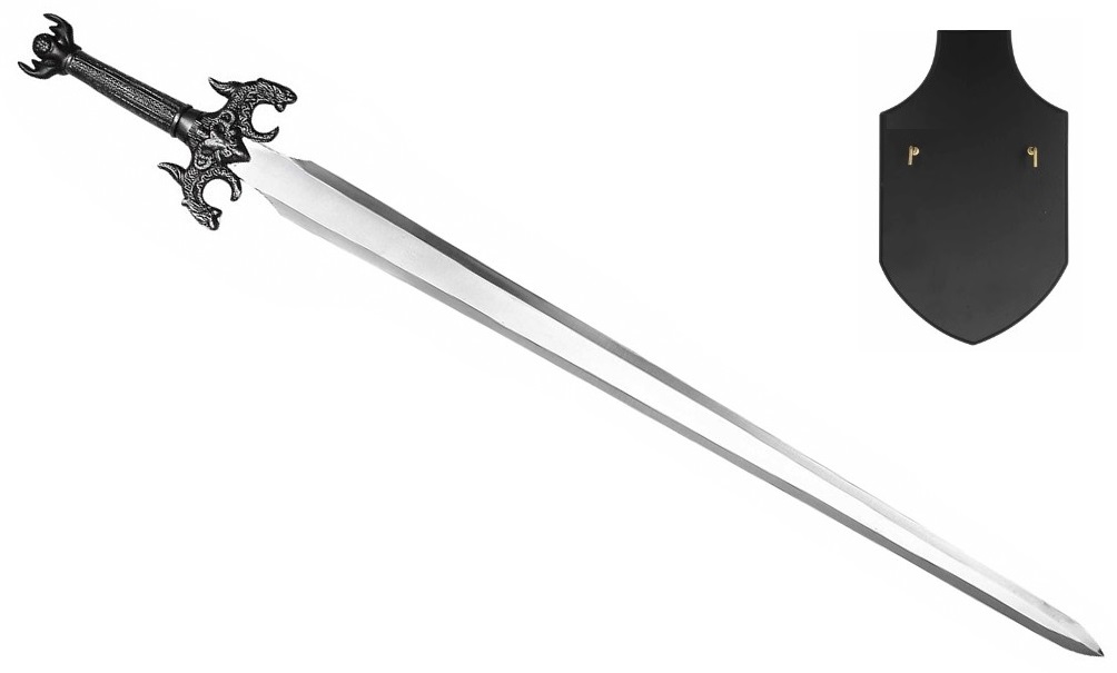 Epée arme 83cm acier design + socle décoration