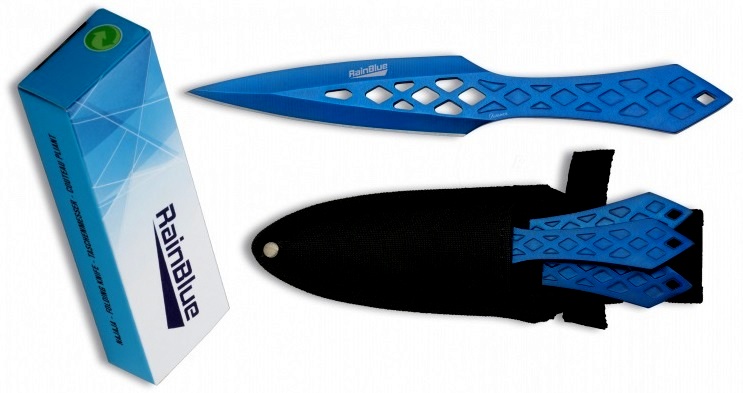 Lot 3 couteaux de lancer 18,8cm full tang Blue Night.