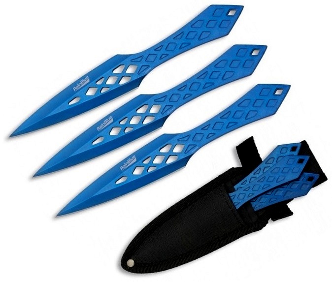 Lot 3 couteaux de lancer 18,8cm full tang Blue Night