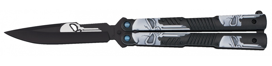 Couteau papillon balisong 23,5cm The Punisher.