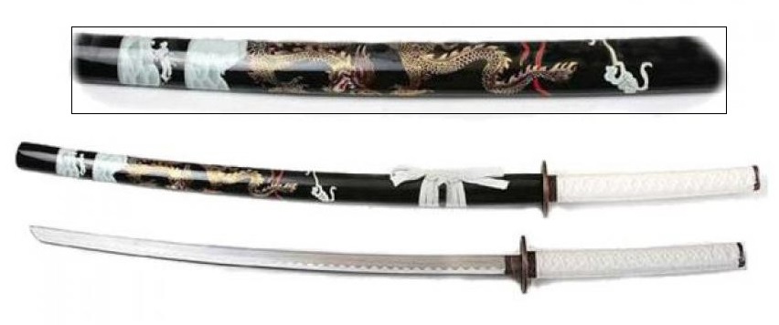 Katana tranchant design Dragon 96cm arme.