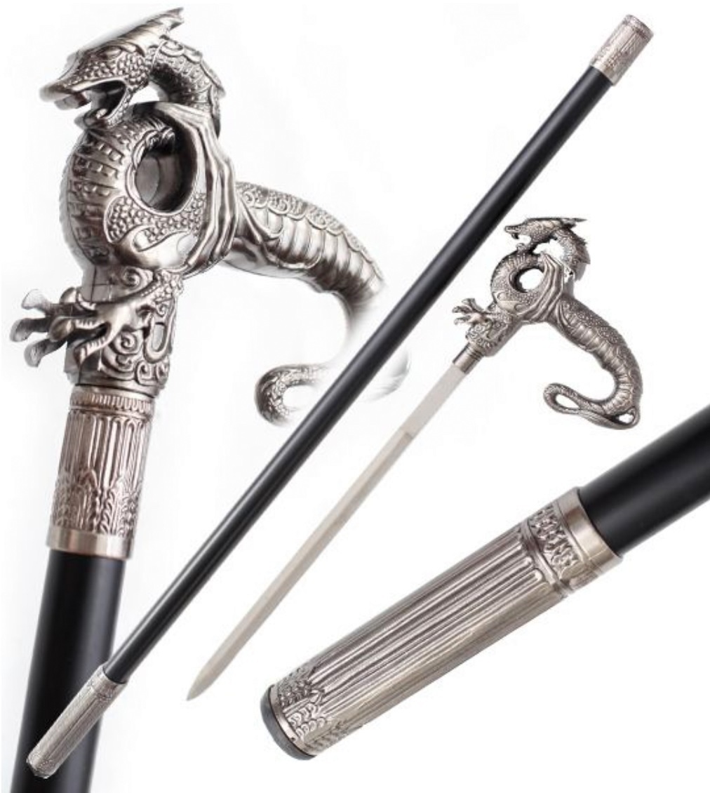 Canne épée bâton de marche 90cm Dragon confort
