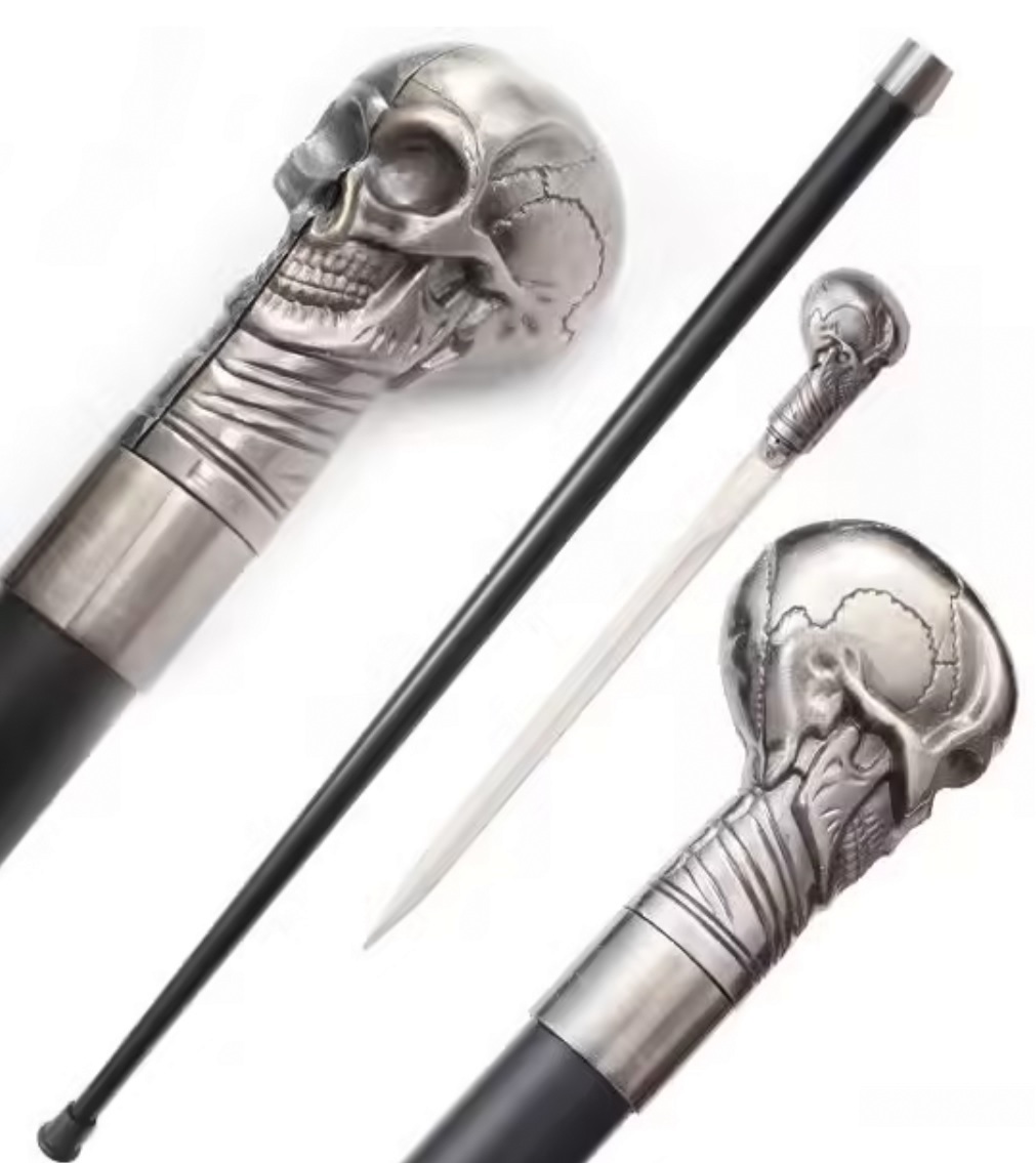 Canne épée bâton de marche 92cm Squelette