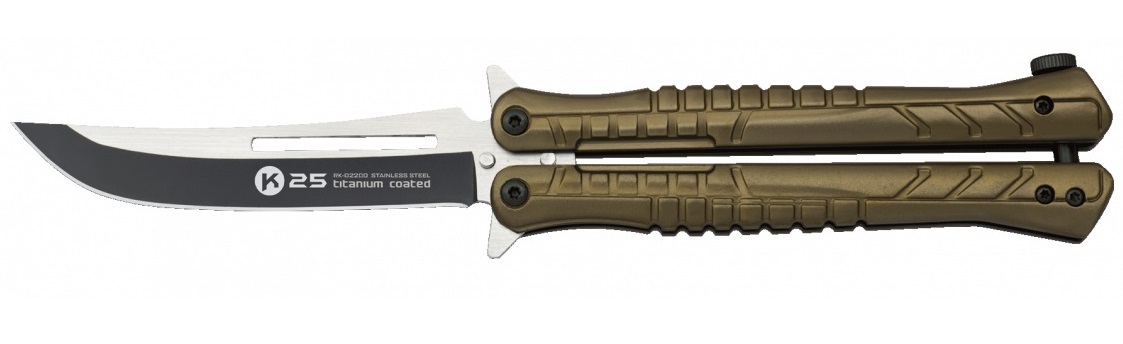 Couteau papillon balisong titane K25 coyote.