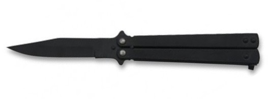 Couteau papillon balisong 22cm noir de rue.