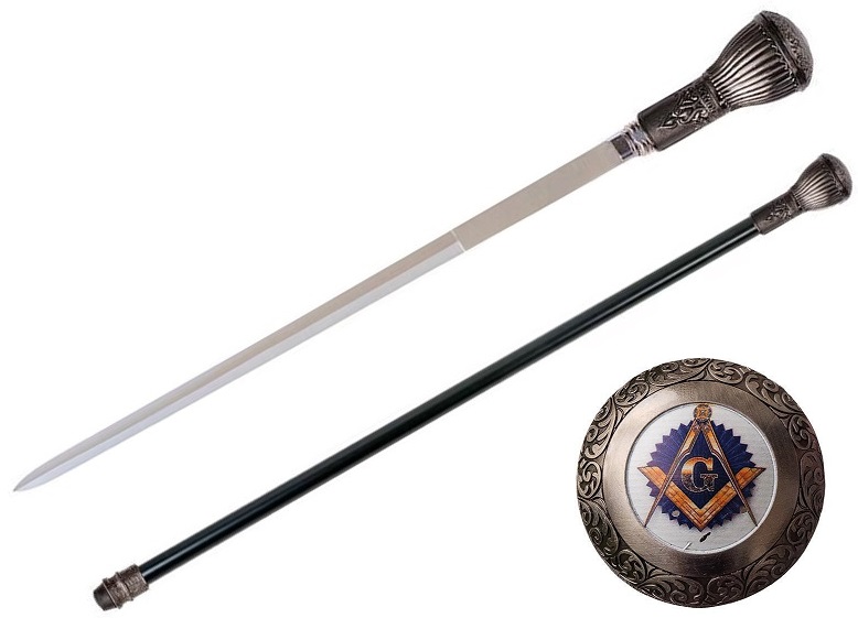 Canne épée bâton de marche 84,5cm Francs-Maçons