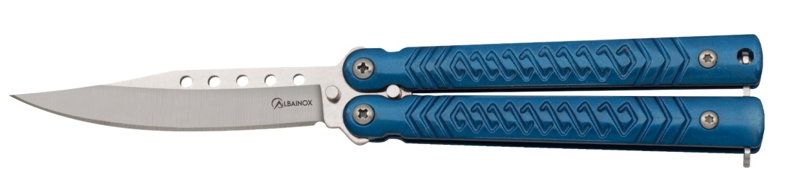 Couteau papillon balisong 16,2cm bleu ALBAINOX.