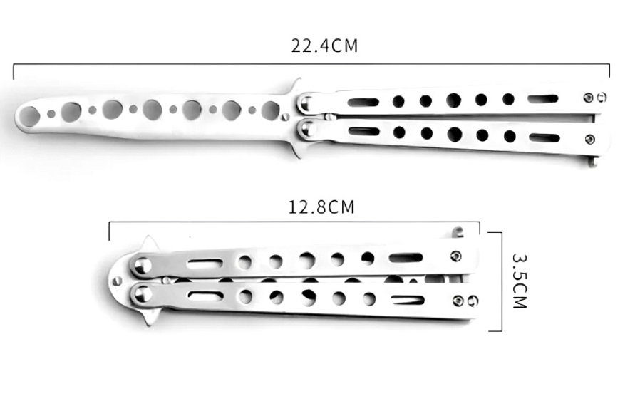 Couteau papillon balisong 22,4cm gris entraînement.