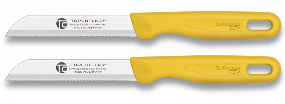 Lot 2 couteaux de table Top Cutlery Allemagne jaune.