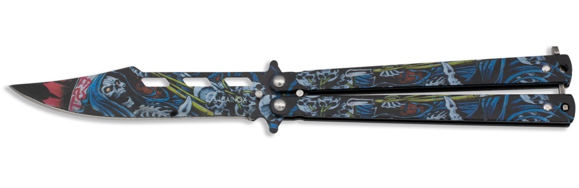 Couteau papillon balisong 22,5cm Squelette ALBAINOX.