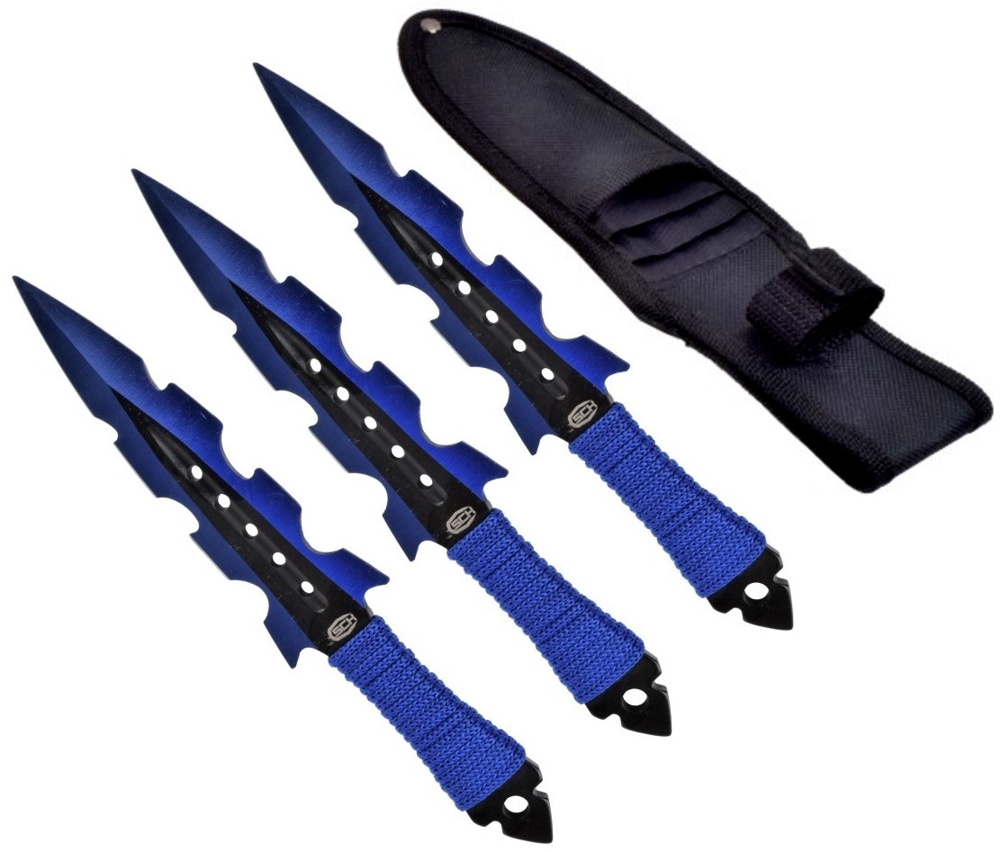 Lot 3 couteaux de lancer 19cm Thunder bleu SCH