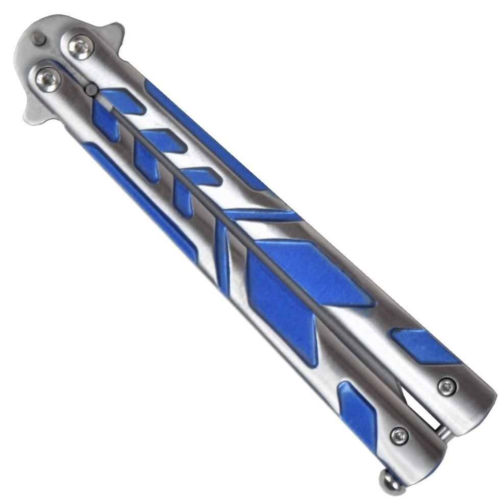 Couteau papillon 22cm balisong bleu acier