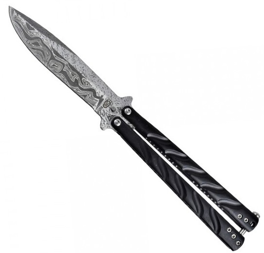 Couteau papillon design damas balisong 22,5cm