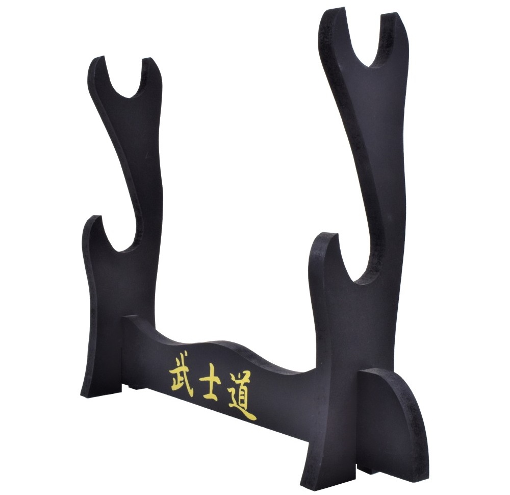Support socle en bois pour 2 katanas - Idéal exposition.