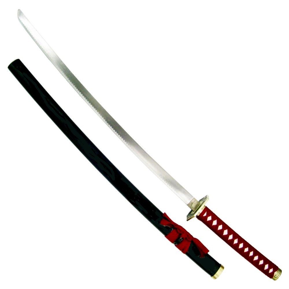 Katana design arme 94,5cm rouge fourreau bois