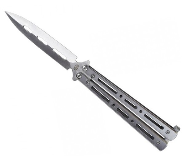 Couteau papillon balisong 22,5cm gris acier