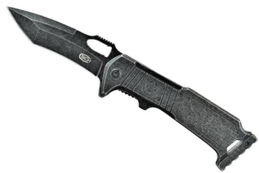 Couteau tactique pliant 22cm métal gris SCH