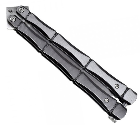 Couteau papillon balisong 24cm gris métal
