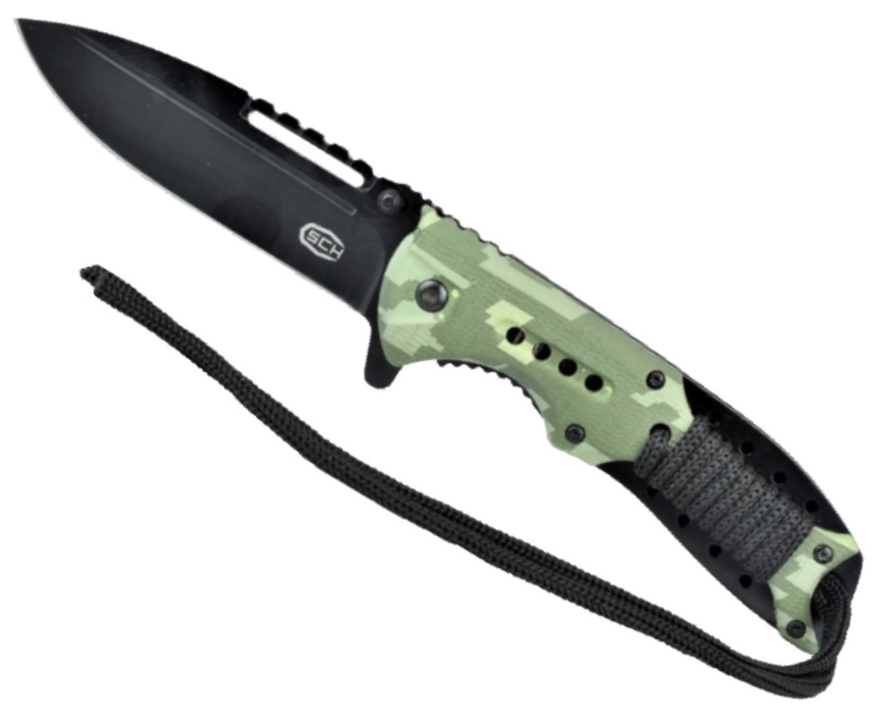 Couteau 22cm pliant paracorde camouflage SCH