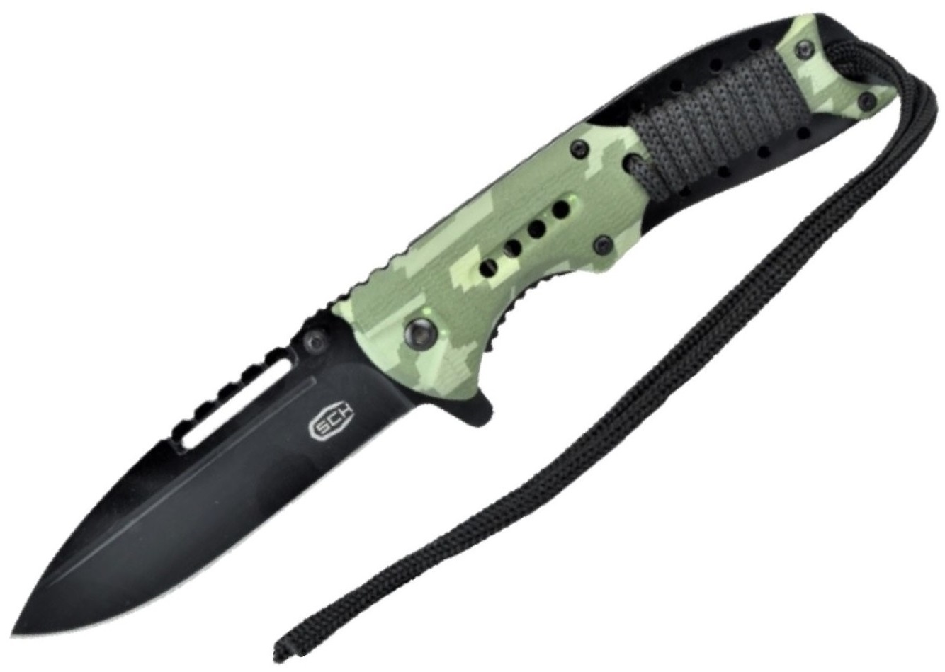 Couteau 22cm pliant paracorde camouflage