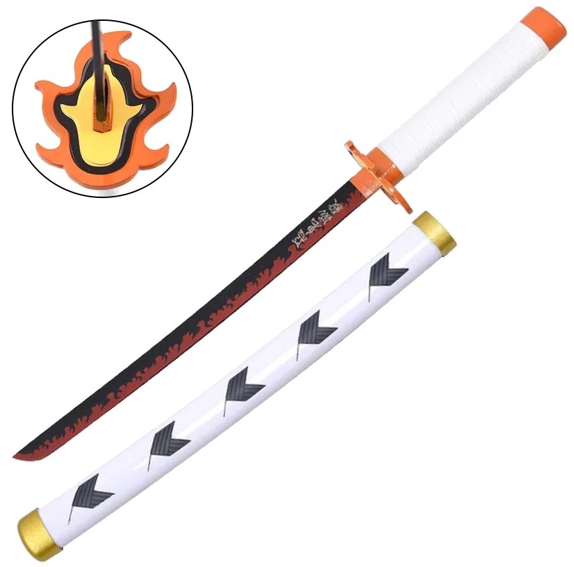 Petit Katana Wakizashi 42,5cm blanc + socle bois