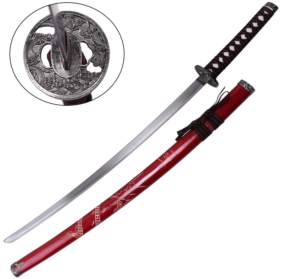 Lot 3 katanas dragon sabre Katana rouge2