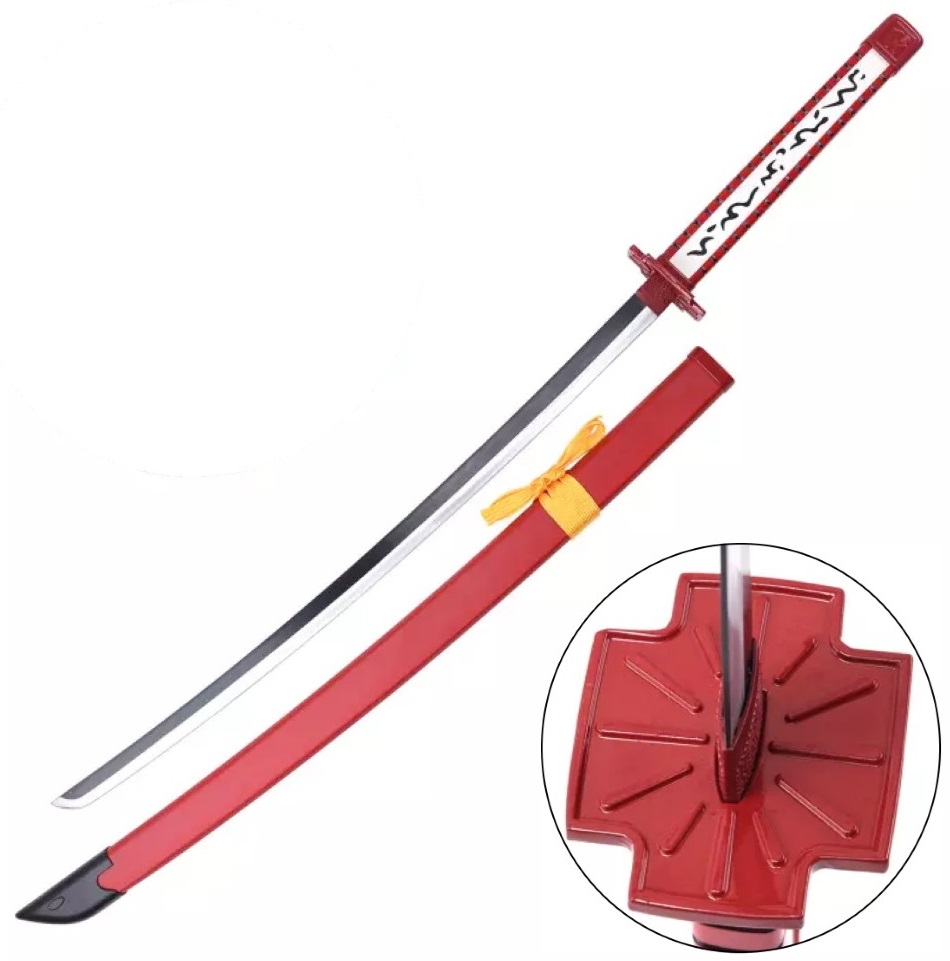 Katana sabre japonais 97,5cm rouge fourreau bois
